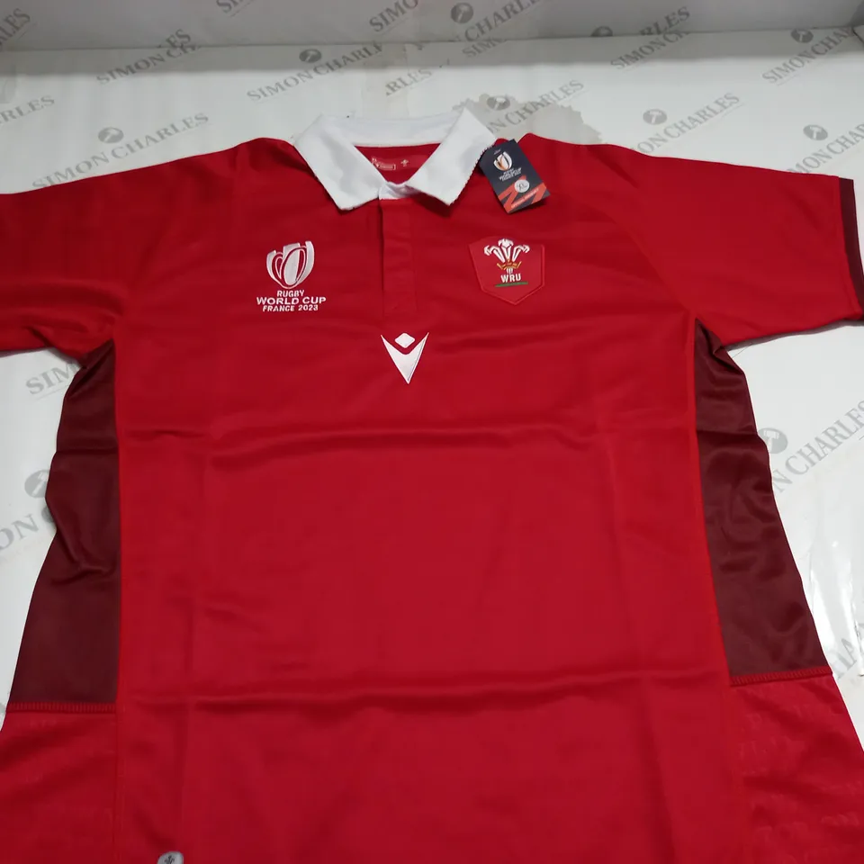 WRU MACRON RED RUGBY SHIRT - XL