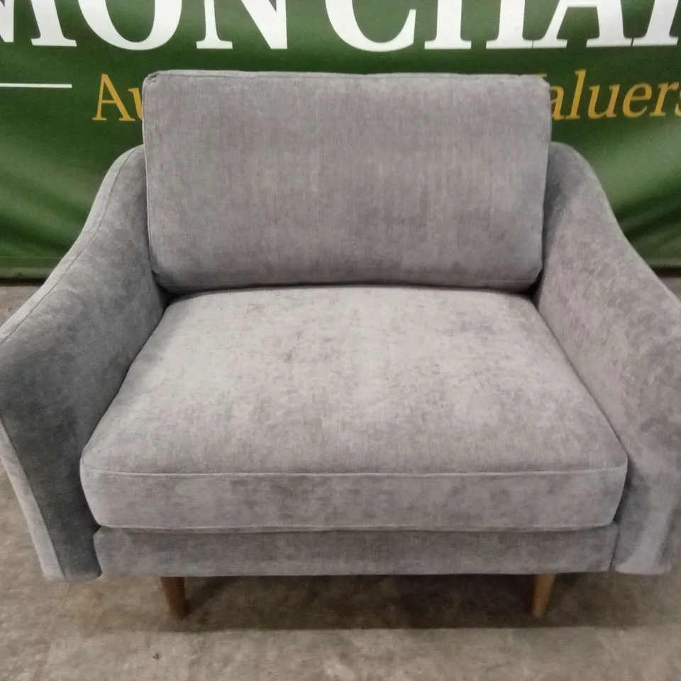 BRAND NEW BOXED SNUG REBEL GREY FABRIC SNUGGLER CHAIR (4 BOXES)