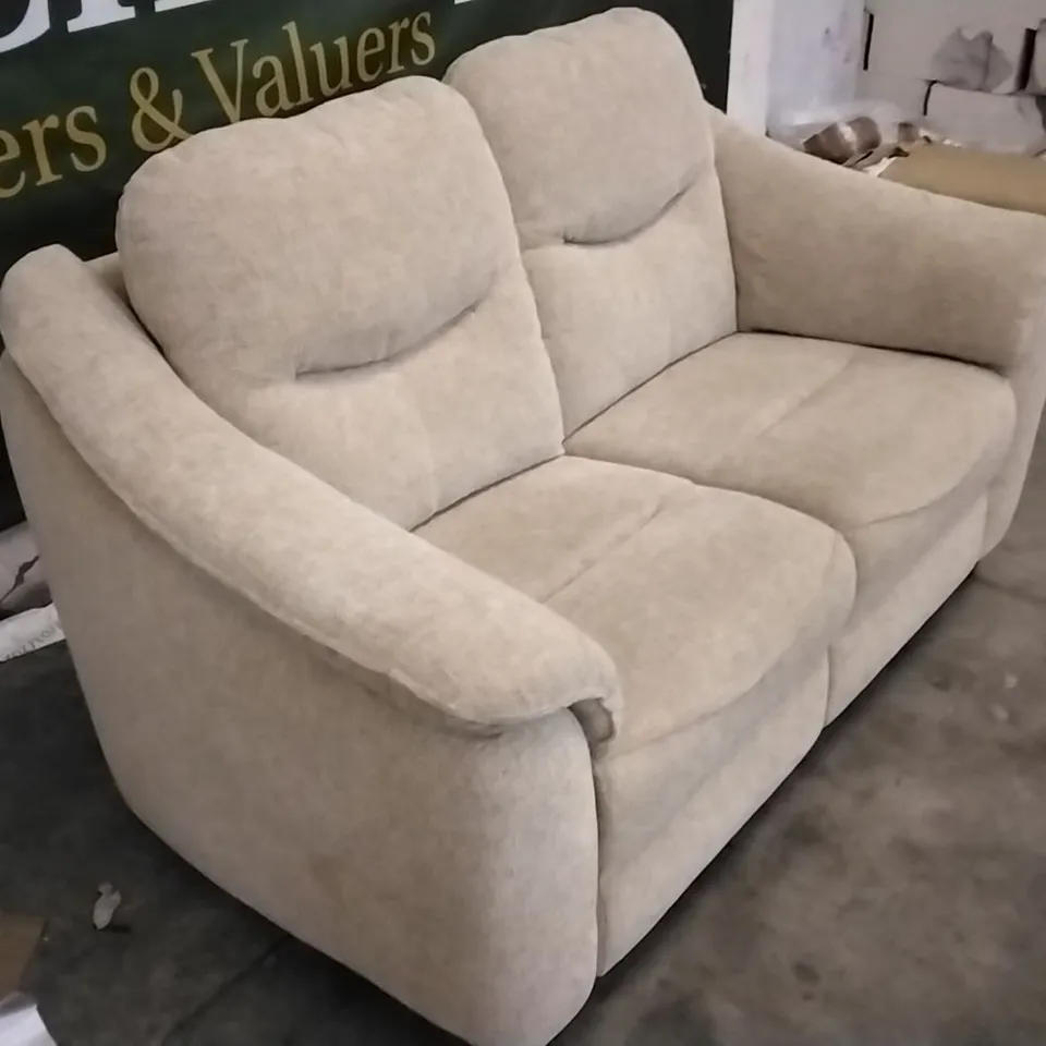 QUALITY BRITISH DESIGNED & MANUFACTURED G PLAN BEIGE FABRIC 2 SEATER SOFA