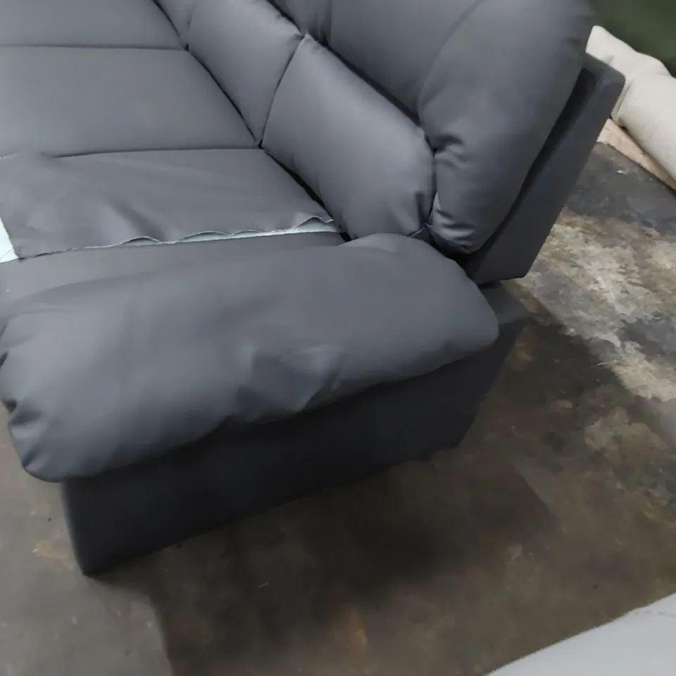 DESIGNER THREE SEATER SOFA GREY LEATHER 