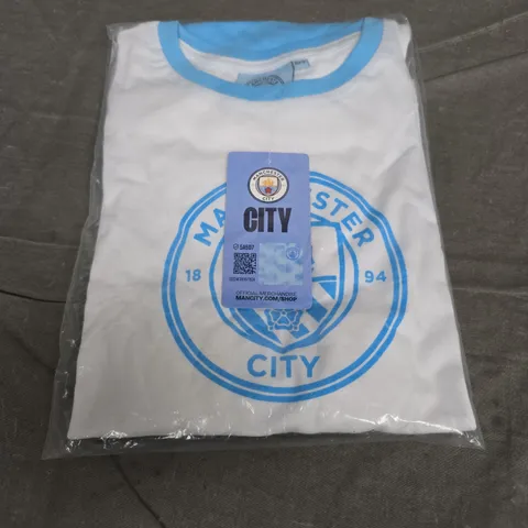 CHILDRENS MANCHESTER CITY TSHIRT INWHITE SIZE 8-9 YEARS