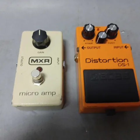 2 GUITAR PEDALS TO INCLUDE BOSS DISTORTION DS-1, MICRO AMP MXR