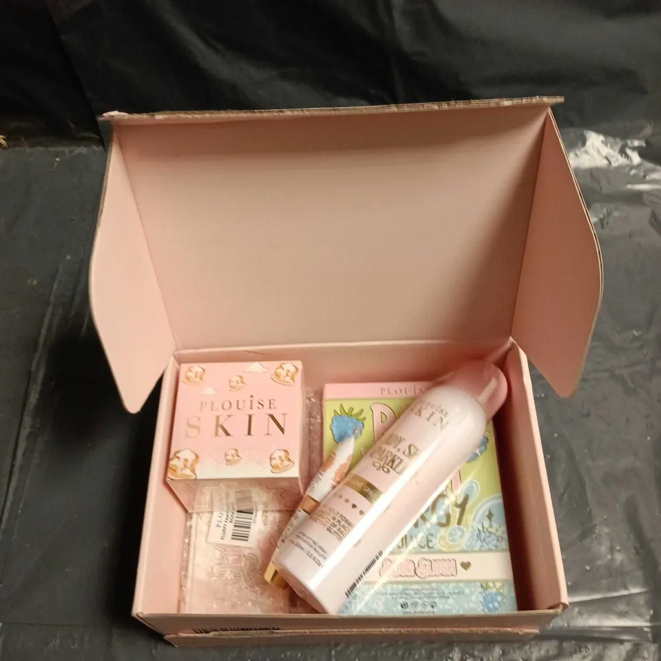 PLOUISE COSMETICS BUNDLE: FLUFFY FANTASY PALETTE ROSE VEIL, FLUFFY JELLY COSMETIC BASE, LIP AGE LIP PRODUCT, BAD BITCH ENERGY JUICE SOUR SLUSH