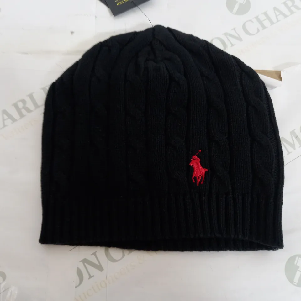 POLO RALPH LAUREN BEANIE HAT IN BLACK