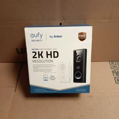 EUFY SECURITY BY ANKER BATTERY VIDEO DOORBELL WITH 2K HD RESOLUTION BOXED