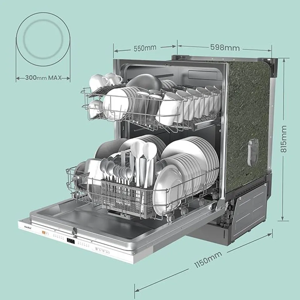 BOXED COMFEE' KWH-BD1215P-W FULLY INTEGRATED DISHWASHER WITH 12 PLACE SETTINGS, CLOUD WASH, EXTRA DRYING, BUILT-IN DISHWASHER WITH DELAY START, QUICK WASH