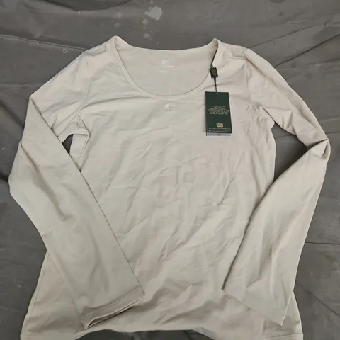 HOLLAND COOPER SUPERSOFT LONG SLEEVE TOP IN BEIGE - LARGE