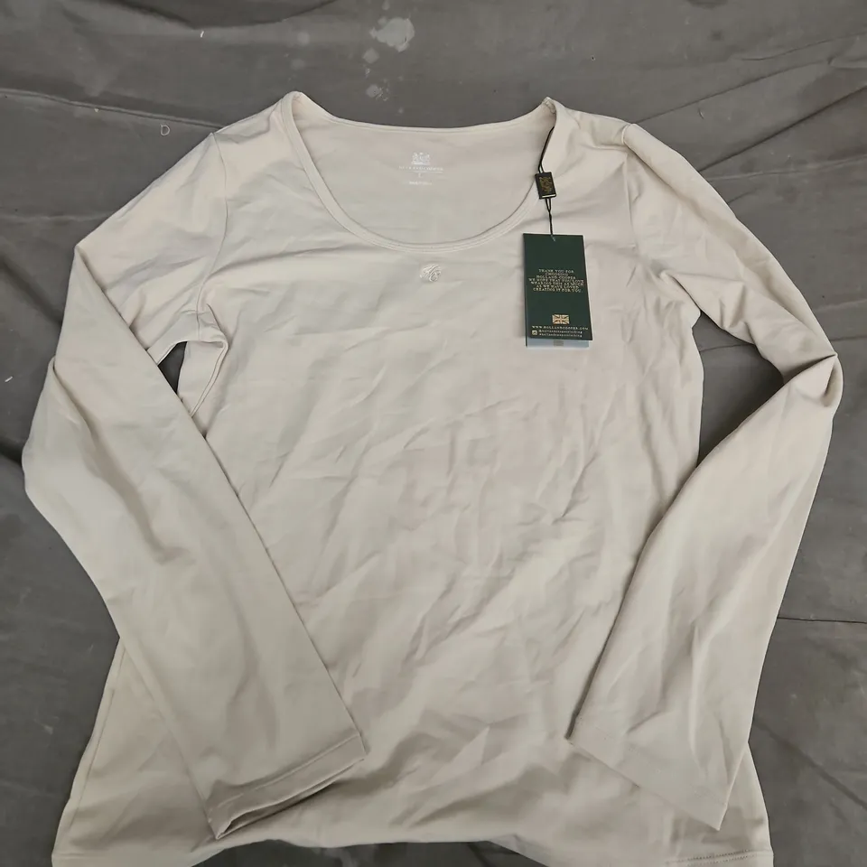 HOLLAND COOPER SUPERSOFT LONG SLEEVE TOP IN BEIGE - LARGE