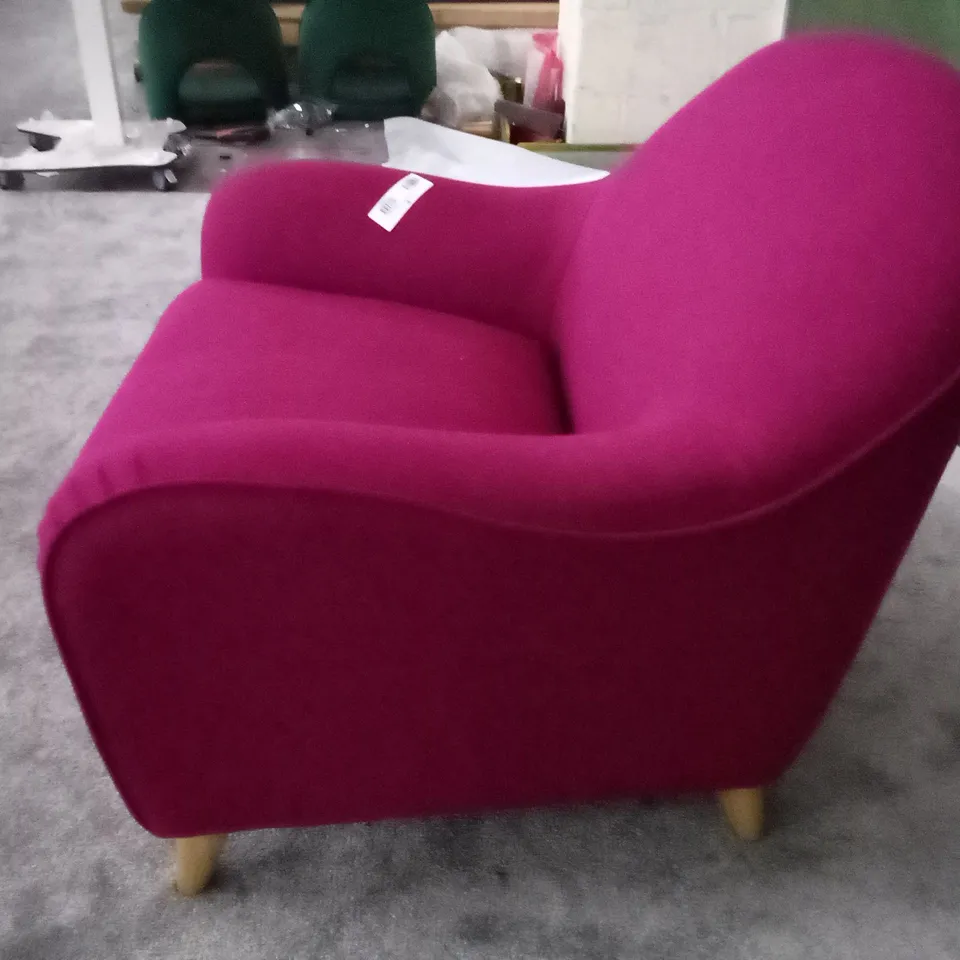 QUALITY DESIGNER ARMCHAIR - DARK PINK FABRIC