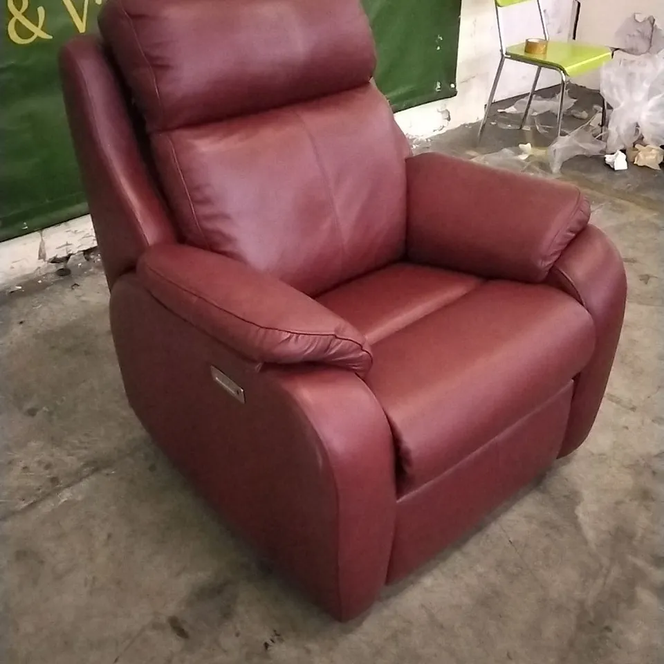 QUALITY BRITISH DESIGNED & MANUFACTURED G PLAN KINGSBURY POWER RECLINER CAPRI CLARET LEATHER ARMCHAIR 