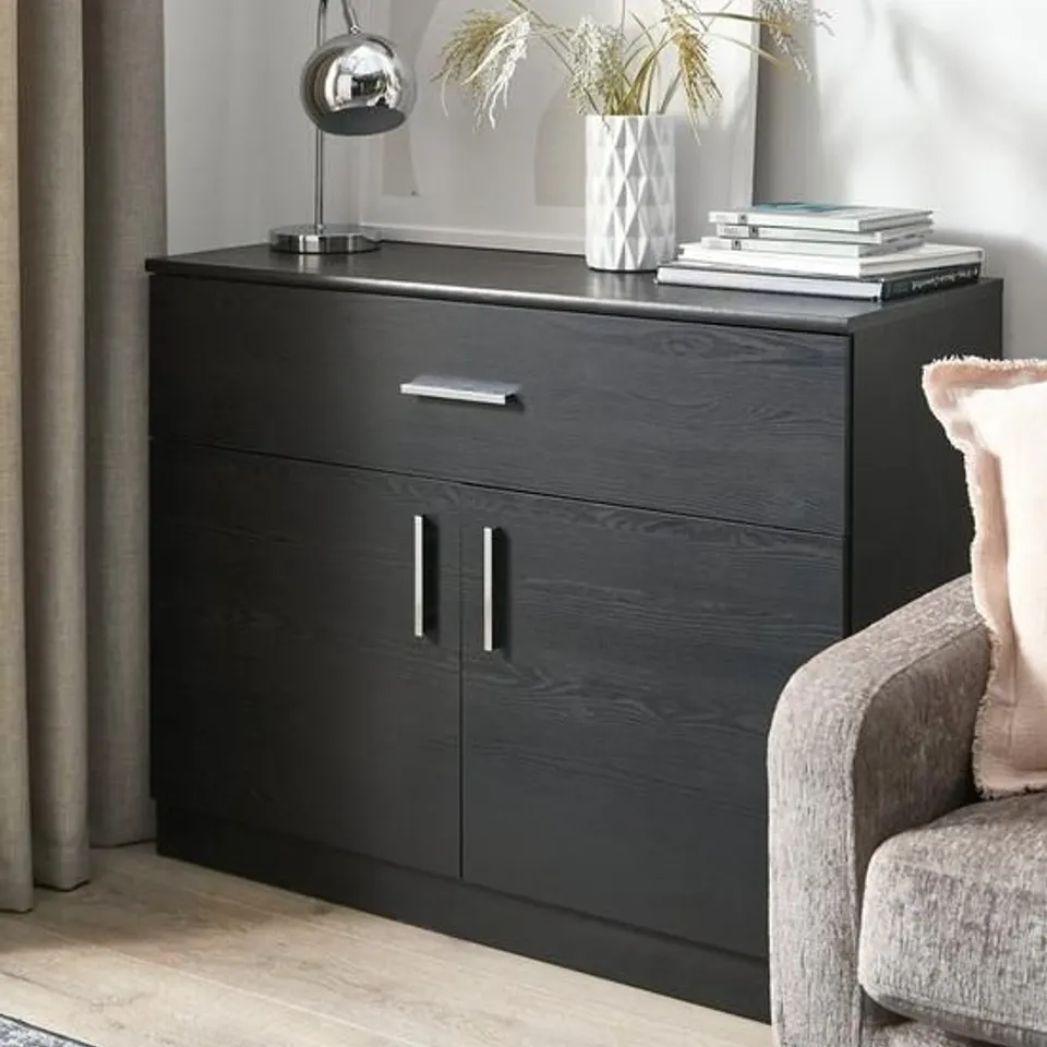 EVERYDAY PANAMA 2 DOOR, 1 DRAWER COMPACT SIDEBOARD - BLACK - FSC® CERTIFIED