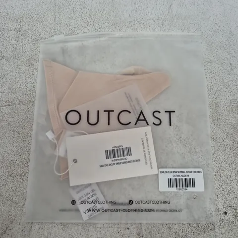 BAGGED OUTCAST CLOTHING SEAMLESS CLEAR STRAP G‑STRING – NUDE – SIZE M