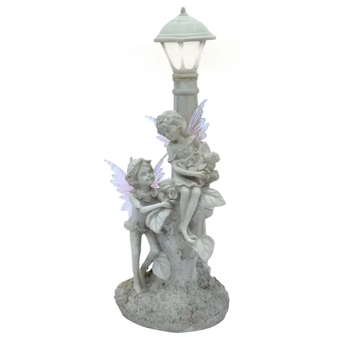 Boxed Solar-Powered Fairy Garden Lamppost Statue