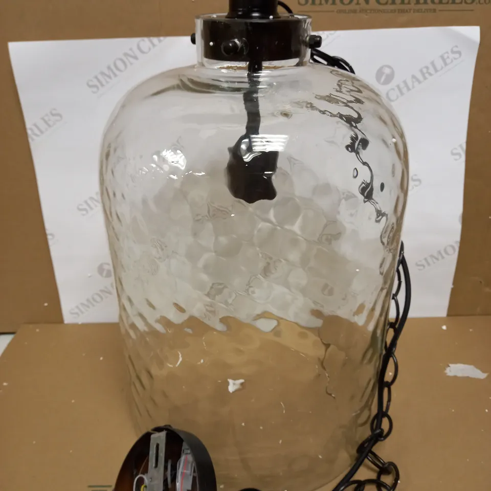 DAR LIGHTING TIGODA 1LT SINGLE PENDANT BRONZE AND GLASS LIGHT FIXTURE 