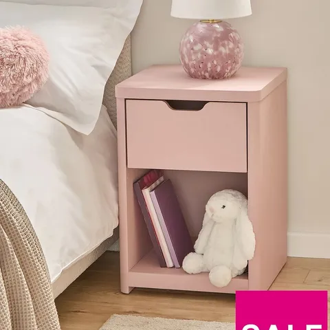 ASPEN 1 DRAWER BEDSIDE CHEST - PINK 
