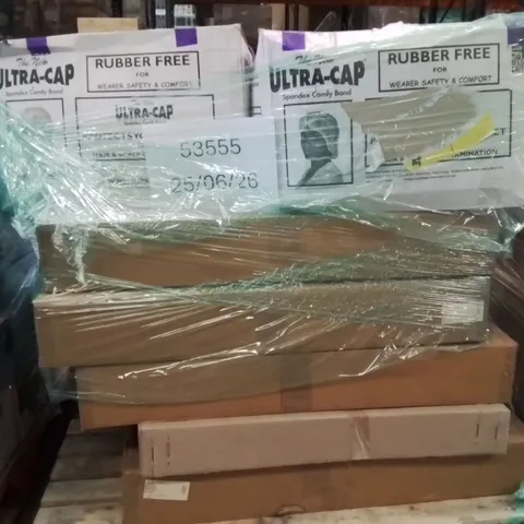 PALLET OF ASSORTED HOUSEHOLD GOODS AND PRODUCTS TO INCLUDE;DISCUSS RACKS,HAIRNET,LAWN MOWER
