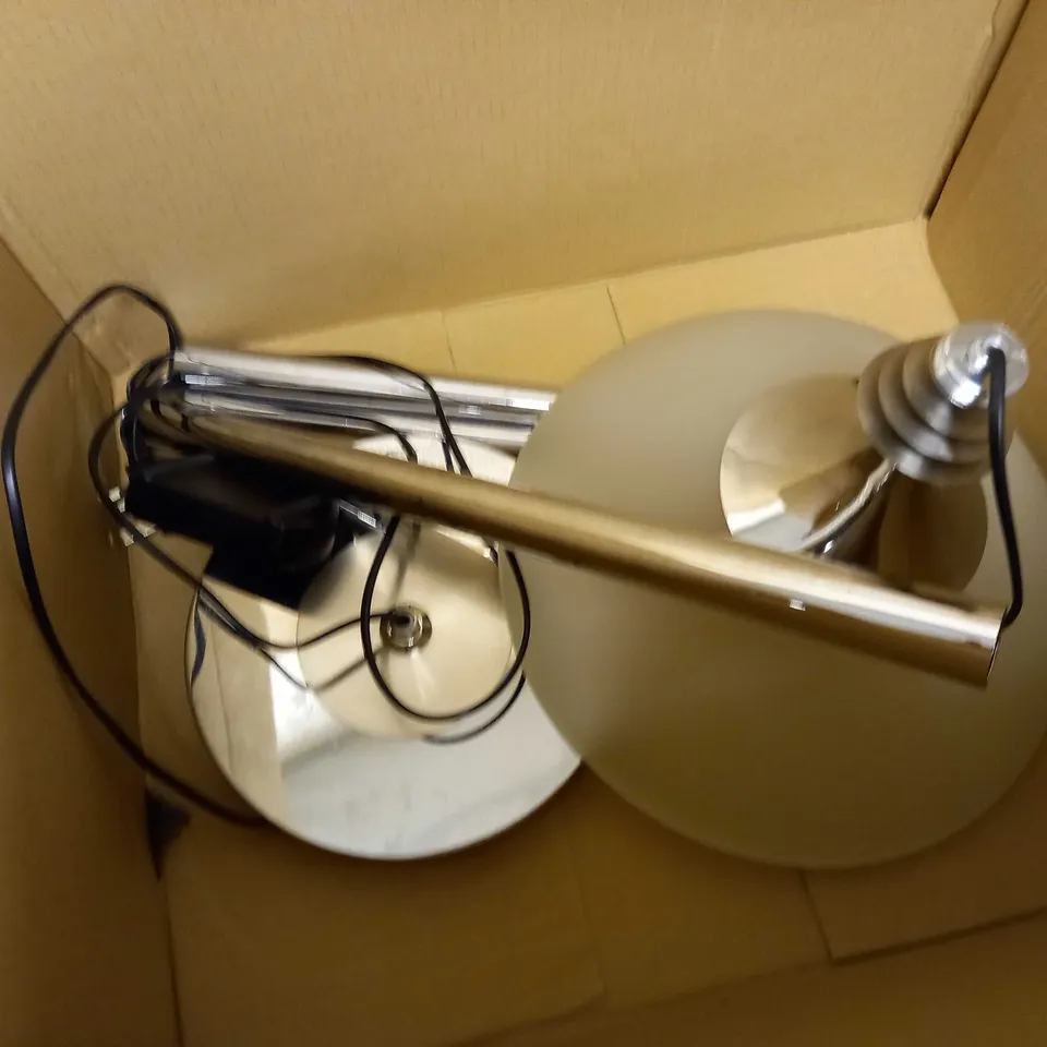 BOXED DESIGNER CHROME EFFECT/GLASS FLOOR LAMP