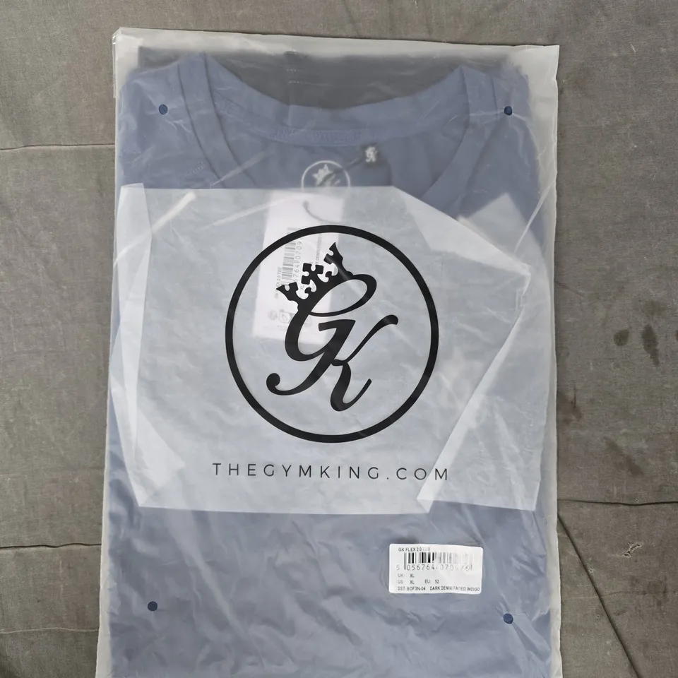 GYM KING FLEX 2.0 T-SHIRT IN DARK DENIM/FADED INDIGO SIZE XL