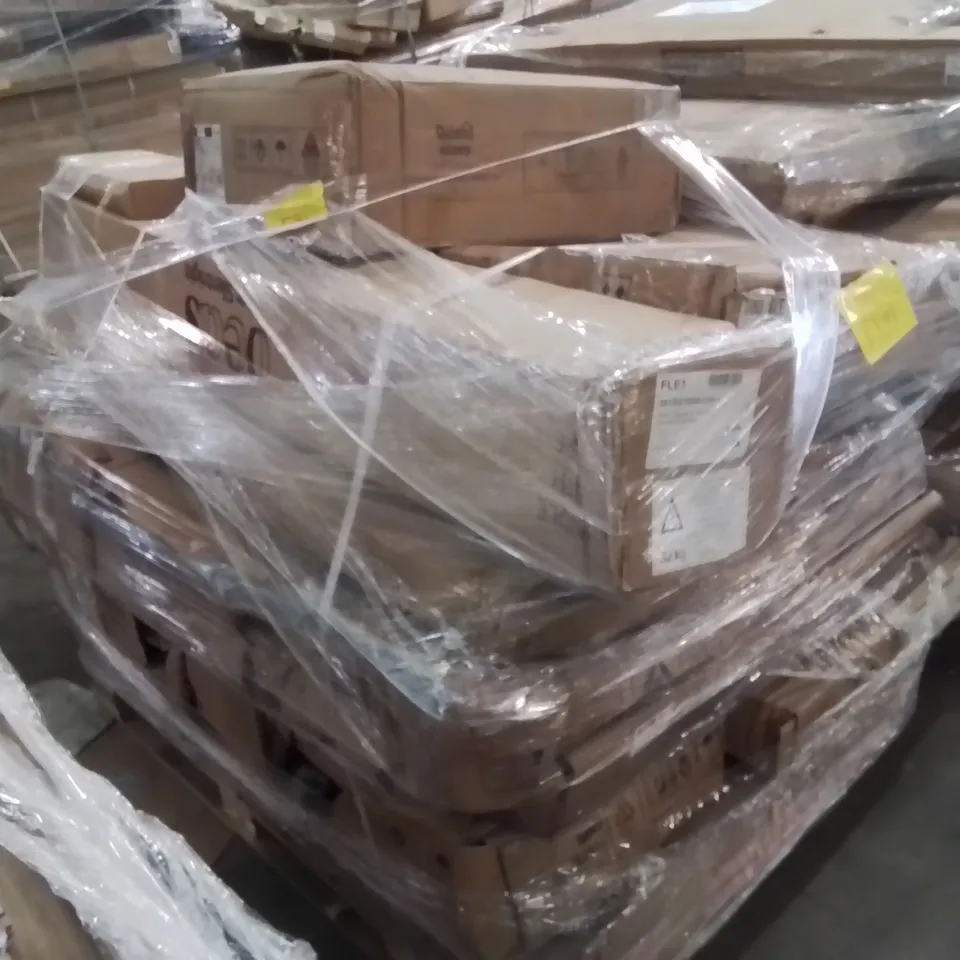 PALLET OF ASSORTED FURNITURE PARTS TO INCLUDE;KITCHEN LARDER UNIT,WARDROBE,DINING TABLE