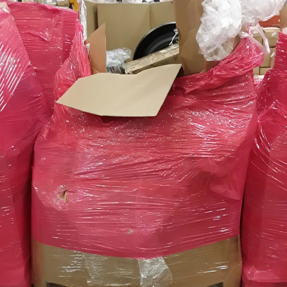 PALLET OF ASSORTED PRODUCTS INCLUDING ELECTRIC FRYER, BED RAIL GUARD, PVC CHAIR MAT, 3 TIER FRUIT BASKET