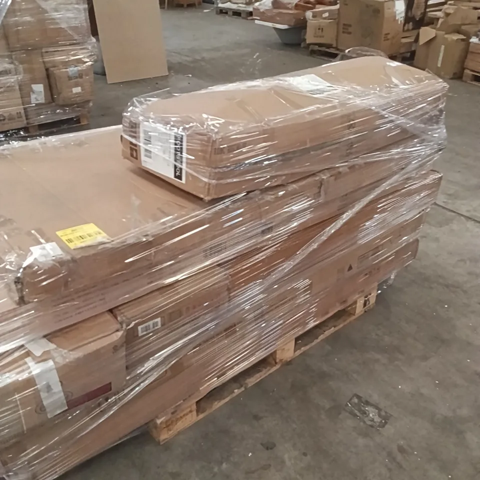 PALLET OF ASSORTED INCOMPLETE FURNITURE PARTS INCLUDING HAIDER CONSOLE TABLE, TEEPEE BED WHITE & GREY, FOOTSTOOL
