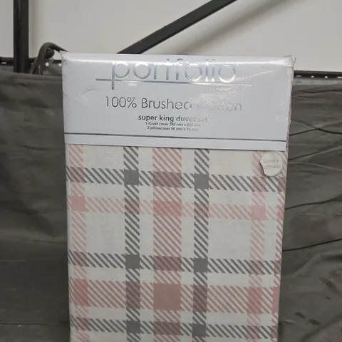 PORTFOLIO HOME BRUSHED COTTON SUPER KING DUVET SET