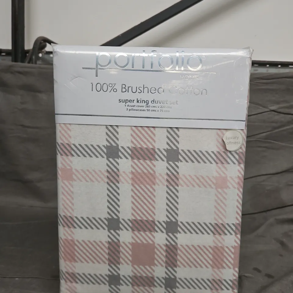 PORTFOLIO HOME BRUSHED COTTON SUPER KING DUVET SET