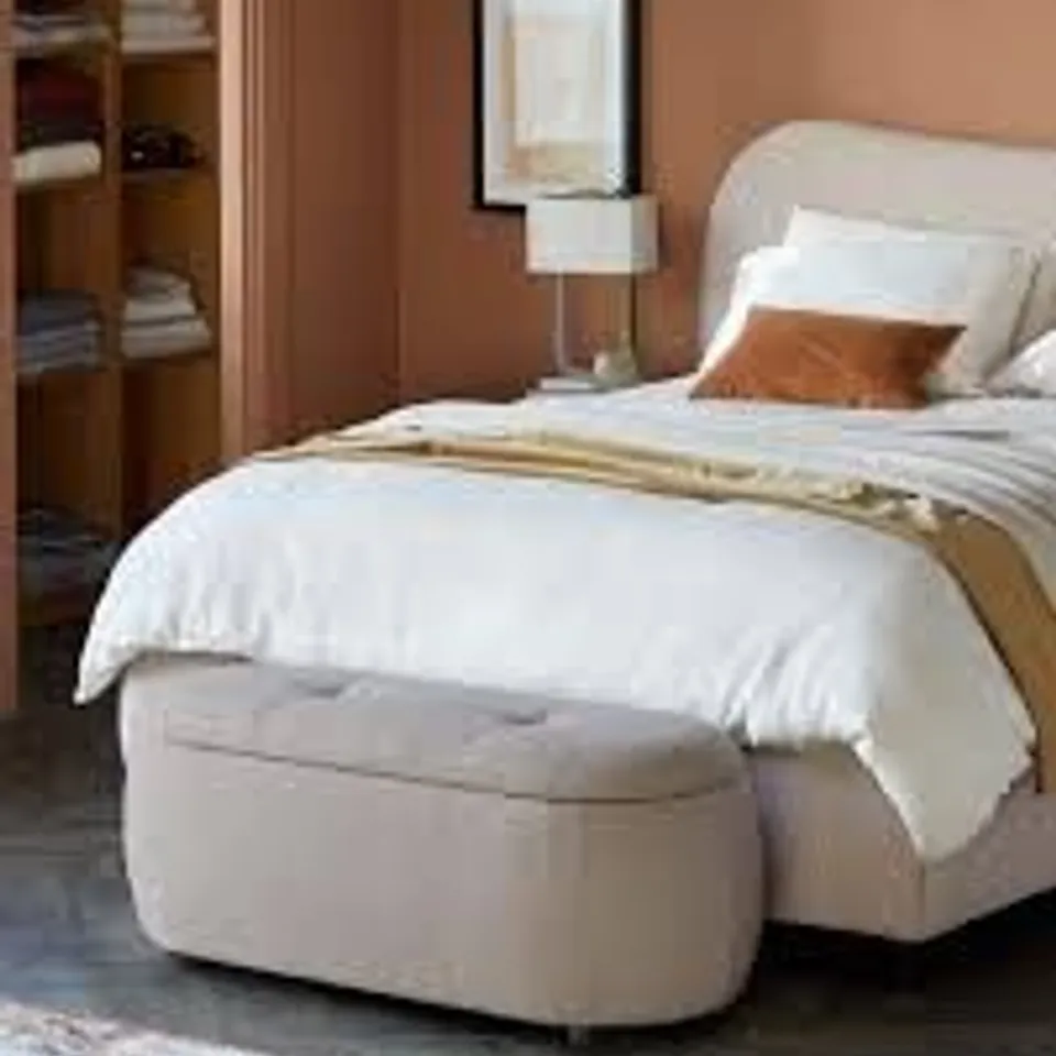 BOXED DANETTI LANI NATURAL BOUCLE STORAGE OTTOMAN BENCH