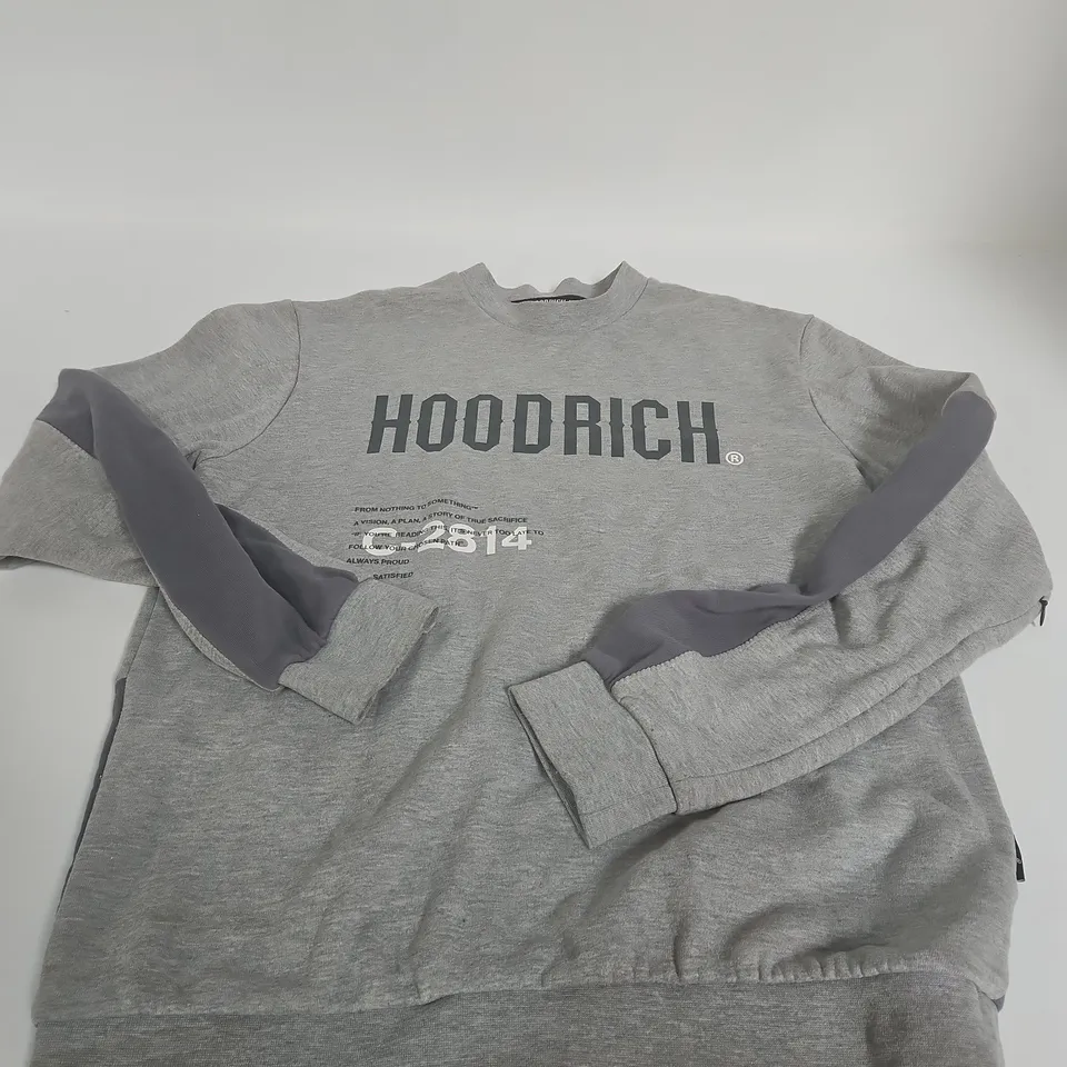 HOODRICH HOODIE – GREY WITH DARK SLEEVES – LARGE