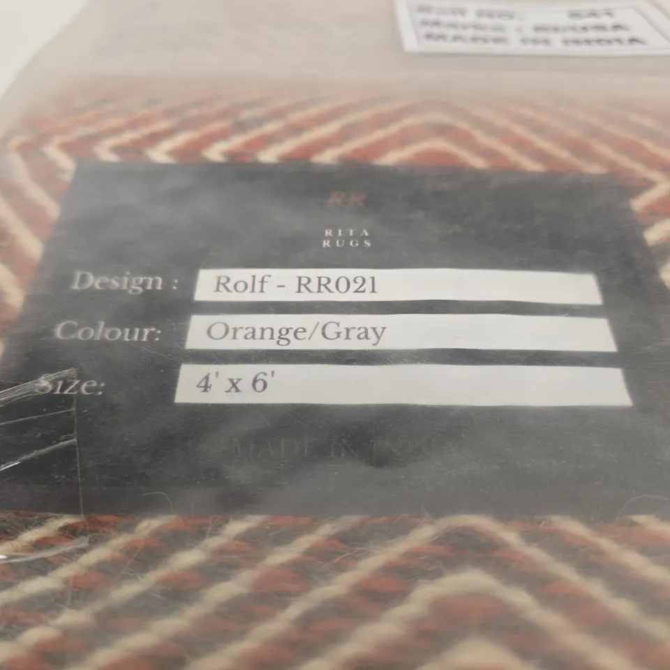 RITA RUGS ROLF RR021 ORANGE/GRAY 4X6