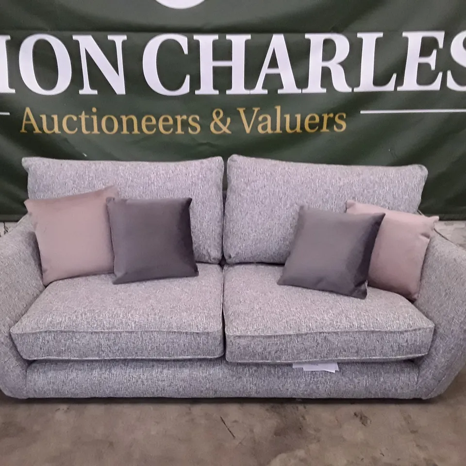QUALITY DESIGNER PERTH HIGH BACK 2 SEATER SOFA - GREY FABRIC 