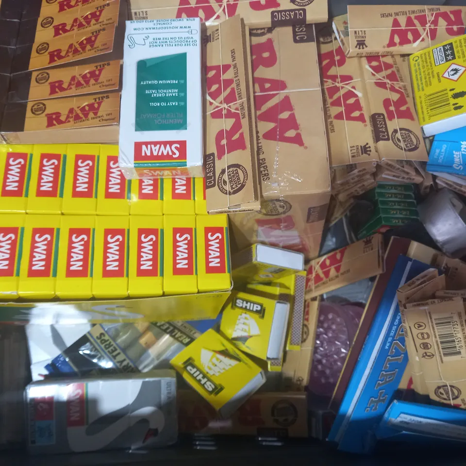LOT OF APPROXIMATELY 10 ASSORTED HOUSEHOLD ITEMS TO INCLUDE SWAN EXTRA SLIM PRE CUT FILTER TIPS, EXPLORER FLASHLIGHT WATERPROOF LIGHTER, SHIP PACK OF MATCHES, ETC