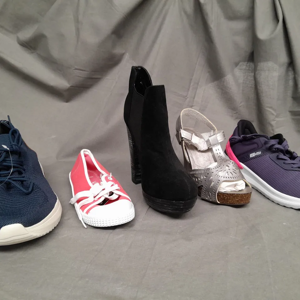 BOX OF APPROX 30 ASSORTED SHOES IN VARIOUS SIZES & COLOURS 