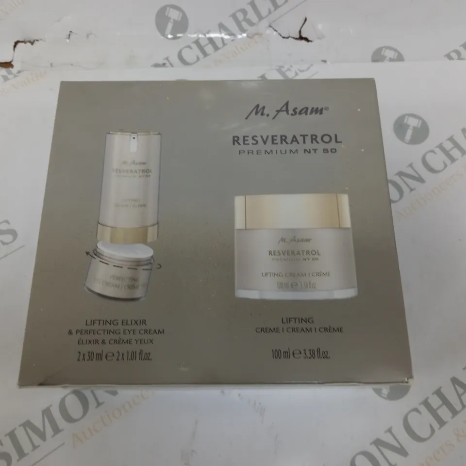 SEALED M.ASAM RESVERATROL 2-PIECE BEAUTY SET INCLUDES LIFTING CREAM AND ELIXIR