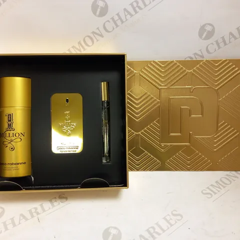 PACO RABANNE 1 MILLION EDT 50ML GIFT SET WITH DEODORANT 150ML + TRAVEL SPRAY 10ML