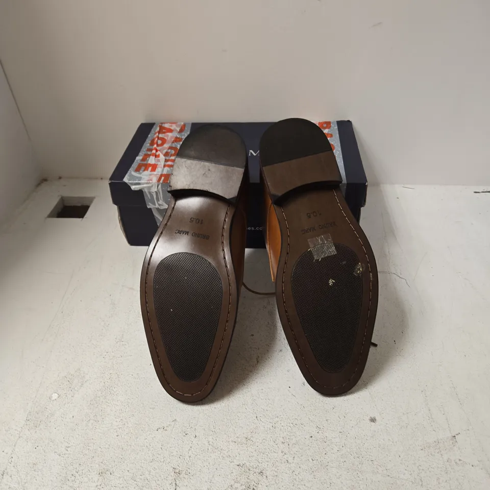 BRUNO MARC BROWN LEATHER OXFORD SHOES – UK 9.5 (US 10.5)