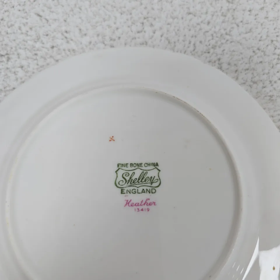 SHELLEY FINE BONE CHINA PLATE X6 – HEATHER PATTERN, ENGLAND (13419)