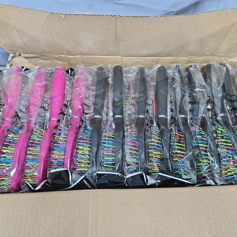 BOX OF APPROX 20 ASSORTED HAIRBRUSHES WITH RAINBOW BRISTLE HEADS
