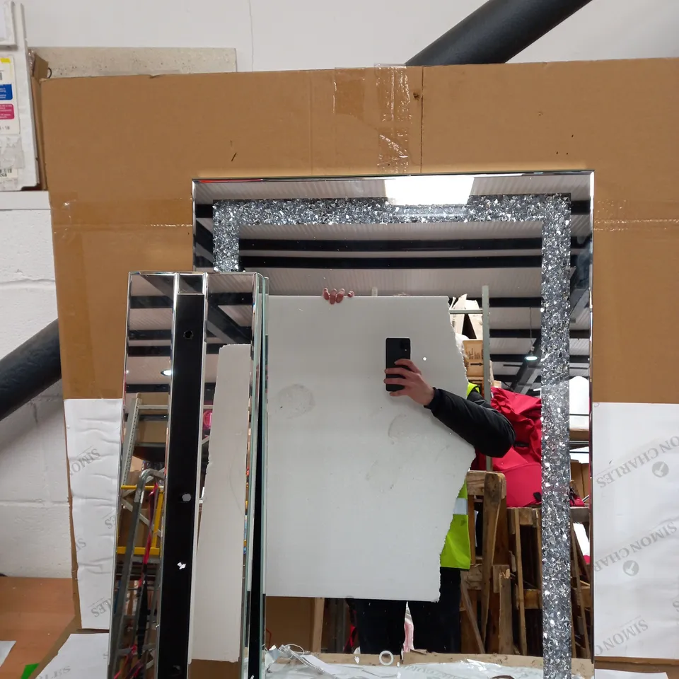 JM BY JULIEN MACDONALD LARGE ENCAPSULATED CRYSTAL LIGHT UP TABLE MIRROR - COLLECTION ONLY