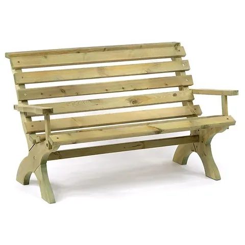 BOXED LILLY 125CM GARDEN PARK BENCH WITH ARMS - PINE GREEN (1 BOX)