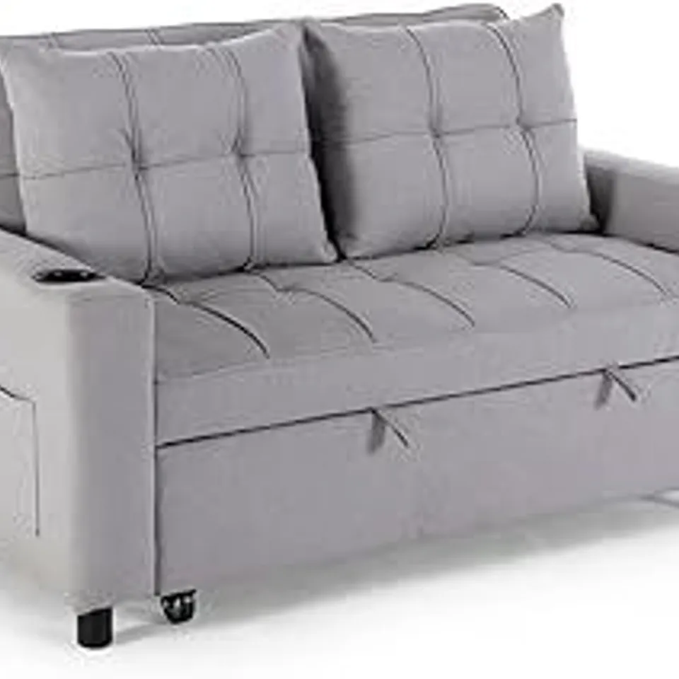 BOXED HUDSON GREY FABRIC 2 SEATER SOFA BED (1 BOX)