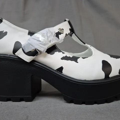 BOXED PAIR OF KOI SAI COW PRINT MARY JANES NETTIE EDITION IN BLACK/WHITE UK SIZE 3