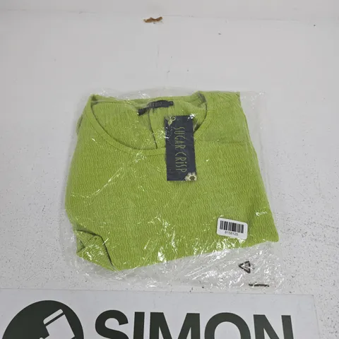 SUGAR CRISP LADIES TEXTURE DOLMAN TOP β LIME GREEN, UK SIZE S