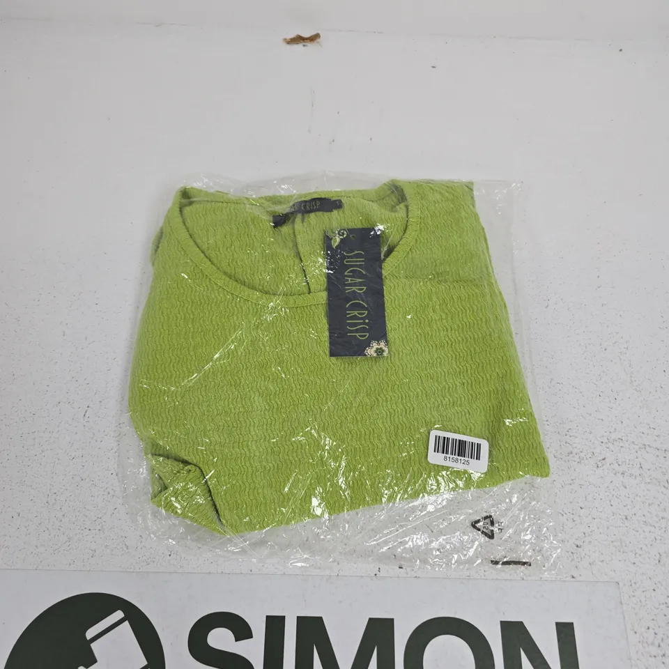 SUGAR CRISP LADIES TEXTURE DOLMAN TOP – LIME GREEN, UK SIZE S