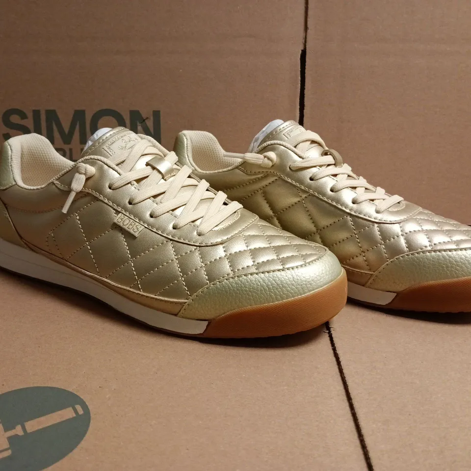 PAIR OF BOBS SKECHERS QUILTED TRAINERS IN METALLIC GOLD SIZE UK 7