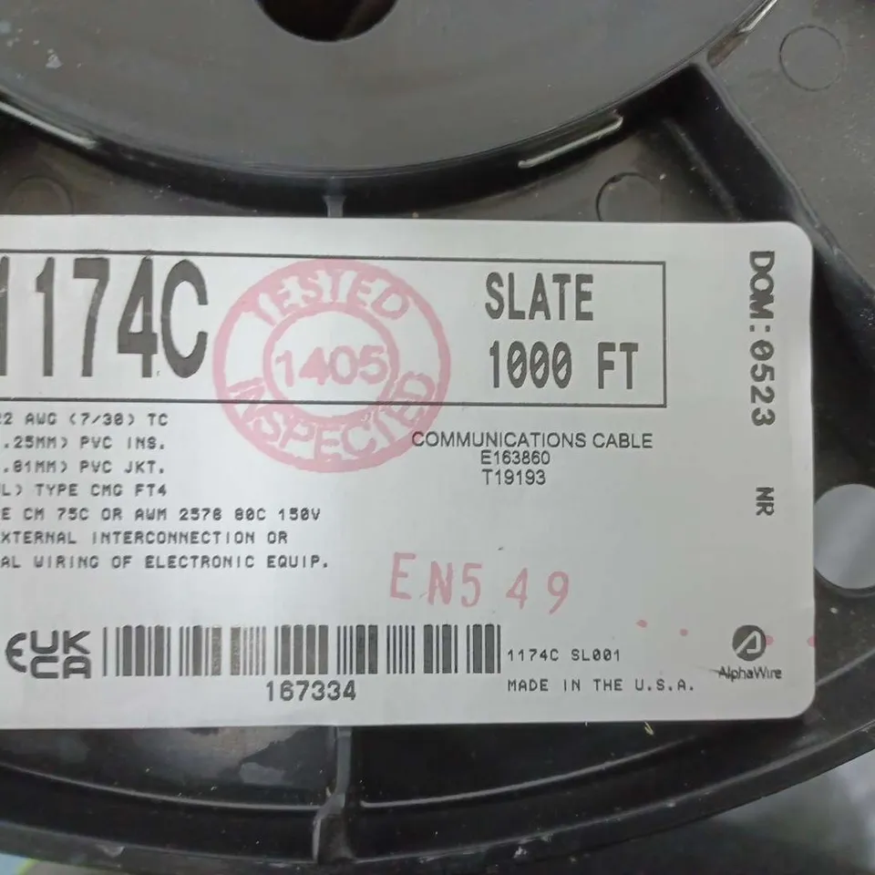 ALPHA WIRE 1174C SL001COMMAND/CONTROL CABLE 22AWG4 CORE (305M REEL)
