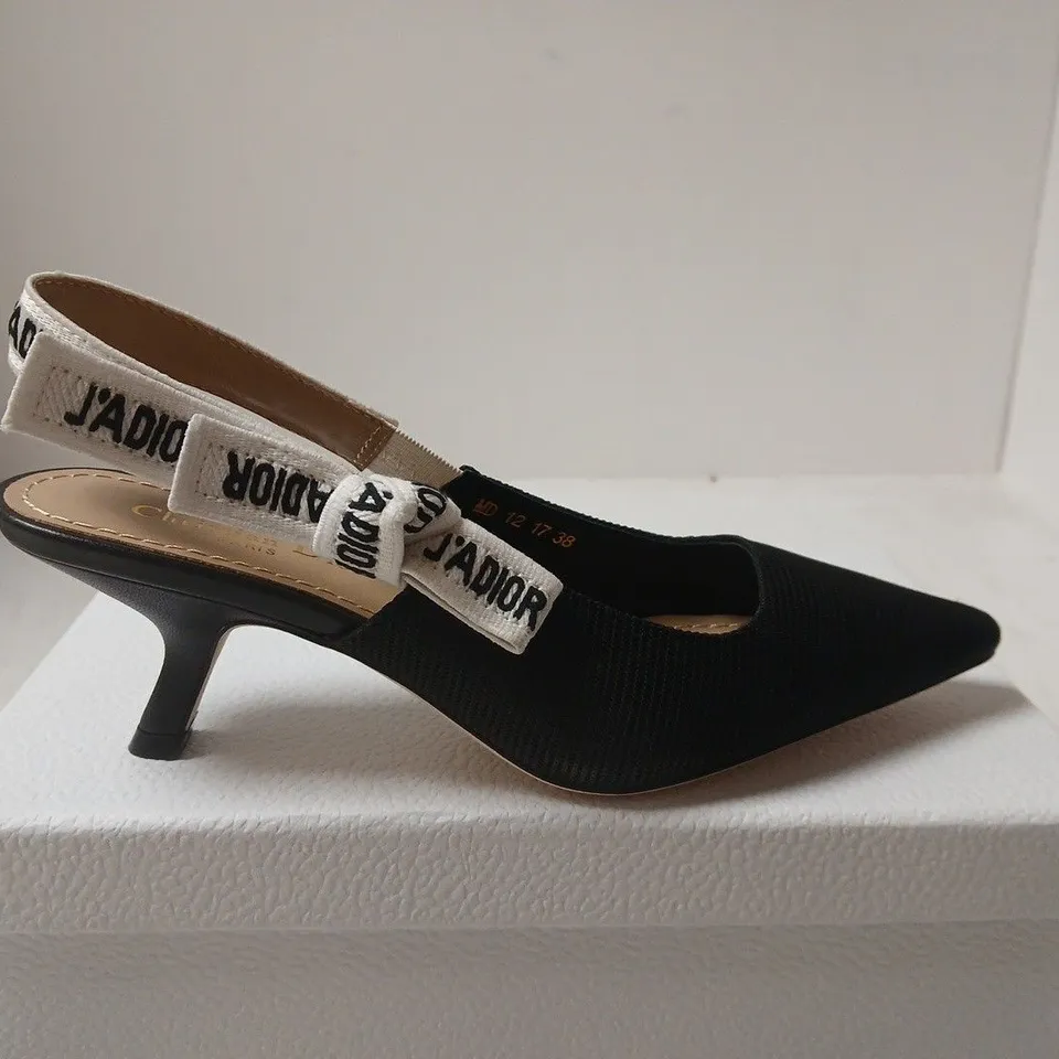 DIOR J'ADIOR SLINGBACK SHOES - BLACK FABRIC, UK 6 (EU 39)