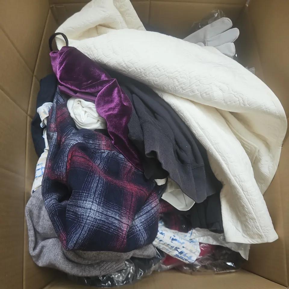APPROXIMATELY 20 ASSORTED CLOTHING PRODUCTS IN VARIOUS STYLES & SIZES TO INCLUDE PANTS, T-SHIRTS, DRESSES ETC