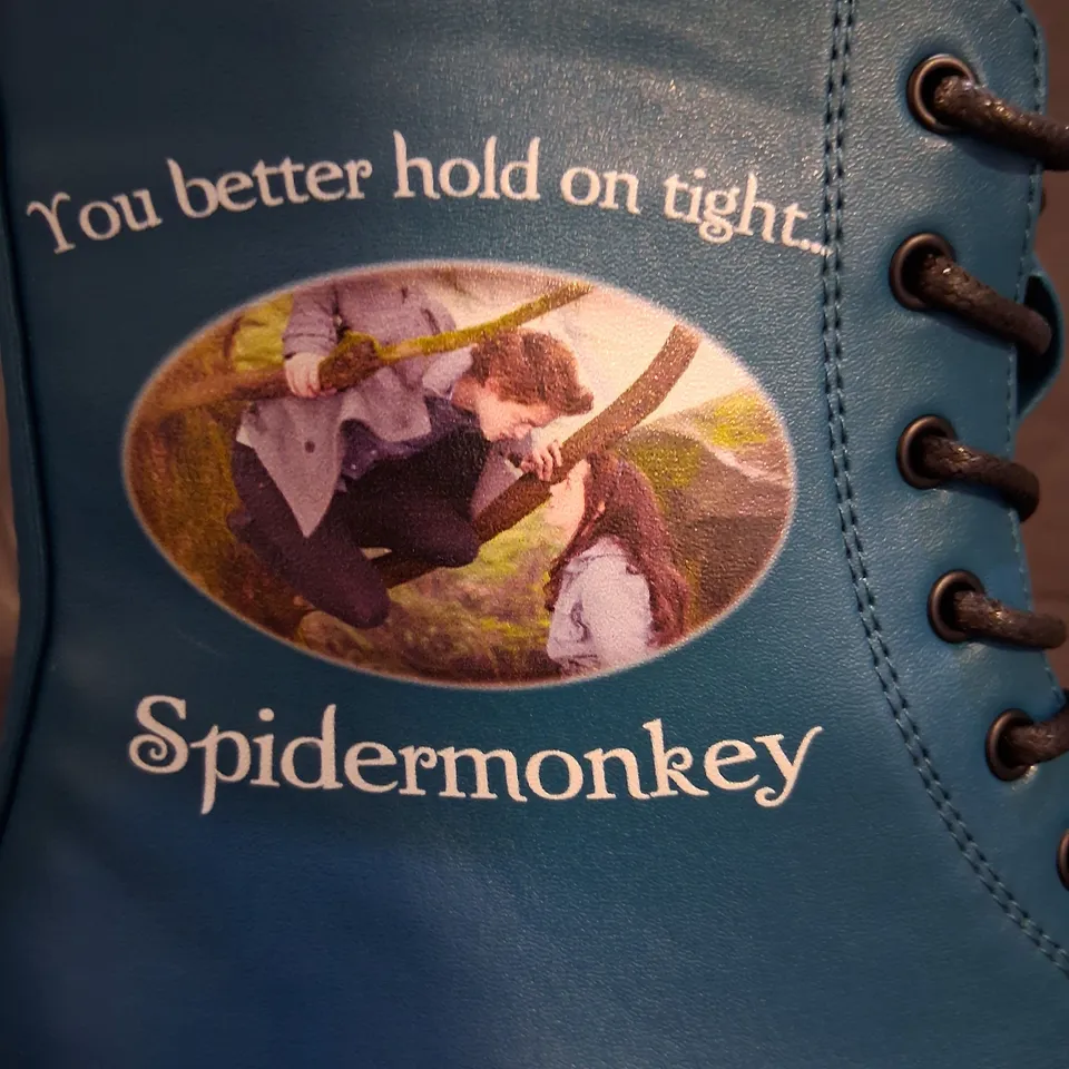 BRAND NEW BOXED KOI X THE TWILIGHT SAGA SPIDERMONKEY MILITARY TEAL BOOTS SIZE 8
