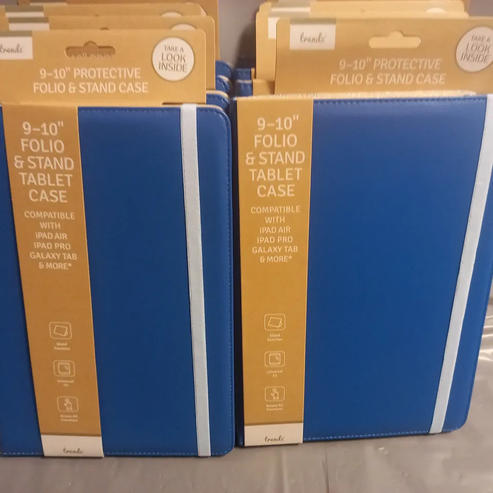 LOT OF 8 BRAND NEW TRENDZ 9-10" PROTECTIVE FOLIO & STAND CASES - BLUE